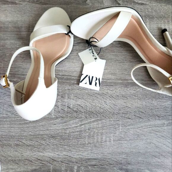 ZARA NEW WOMEN'S HEELED ANKLE BRACELET SANDALS BUCKLED ANKLE STRAP CLOSURE  7,5 - Picture 7 of 7